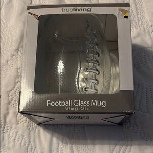 Clear Glass Mug with Football Stitch Design